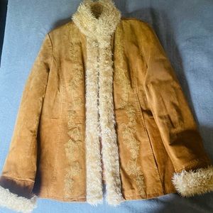 Embroidery Long Leather Coat